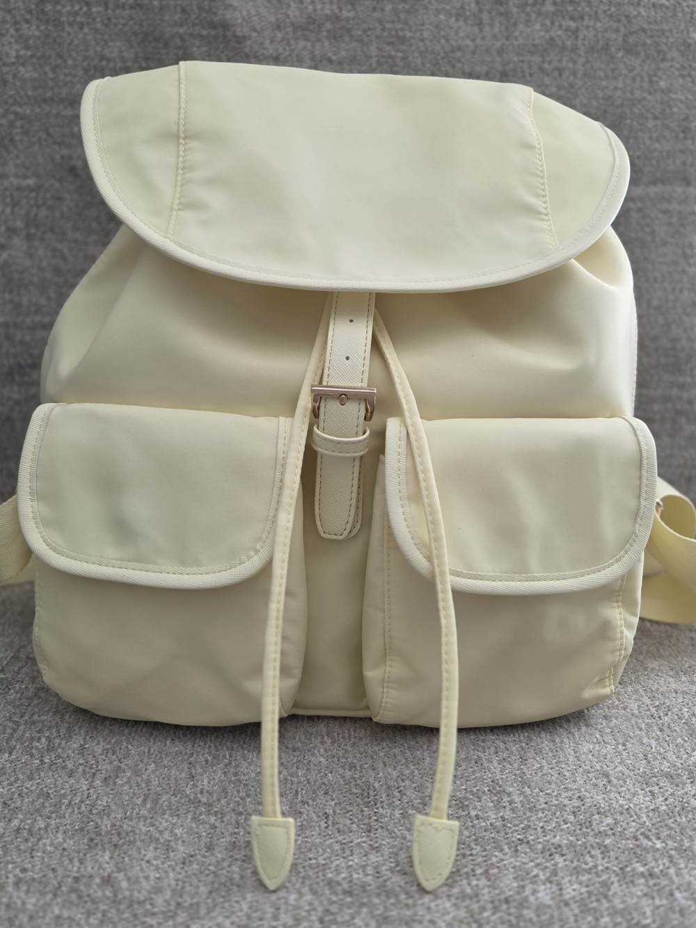 Year Of Ours Nylon Cream Drawstring Backpack Bag